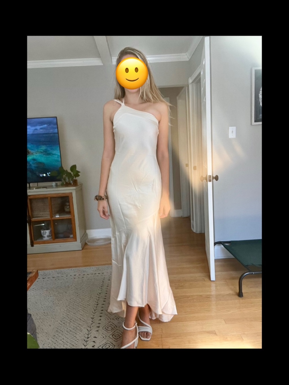Hello Molly Romantic Affairs Champagne One-Shoulder Maxi Dress